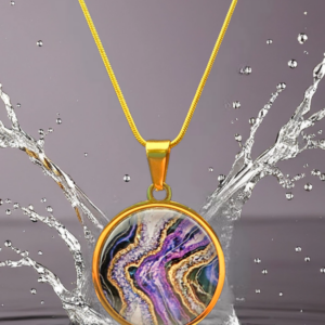 Abstract Geode Round Necklace – Gold Tone