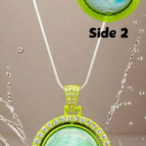 Double-Sided Aurora Green Abstract Necklace