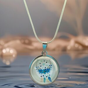 Blue Feather Dreamcatcher Splash Necklace
