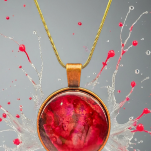 Crimson Ember Round Necklace (Gold)