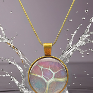 Soft Abstract Cell Round Necklace – Gold Tone