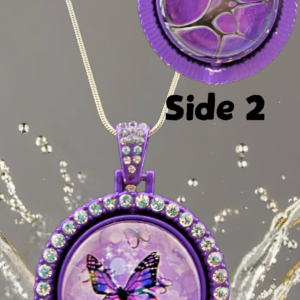 Purple Butterfly Dream Double-Sided Rhinestone Necklace