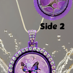 Purple Butterfly Dream Double-Sided Rhinestone Necklace