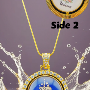 Unicorn Double-Sided Rotating Pendant Necklace – Gold Tone