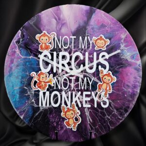 Handpainted Vinyl Record Wall Clock – 12" – Circus Monkeys