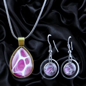 Pink Teardrop Necklace & Earring Set