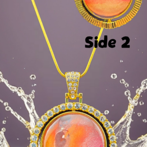 Sunset Abstract Double-Sided Rotating Pendant Necklace – Gold Tone