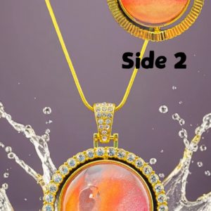 Sunset Abstract Double-Sided Rotating Pendant Necklace – Gold Tone