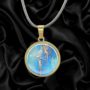 Blue Marble Necklace – Gold Toned