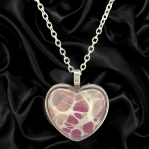 Blush Lattice Heart Necklace – Silver Toned