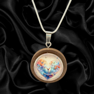Butterfly Dream Wood Necklace – Silver Toned